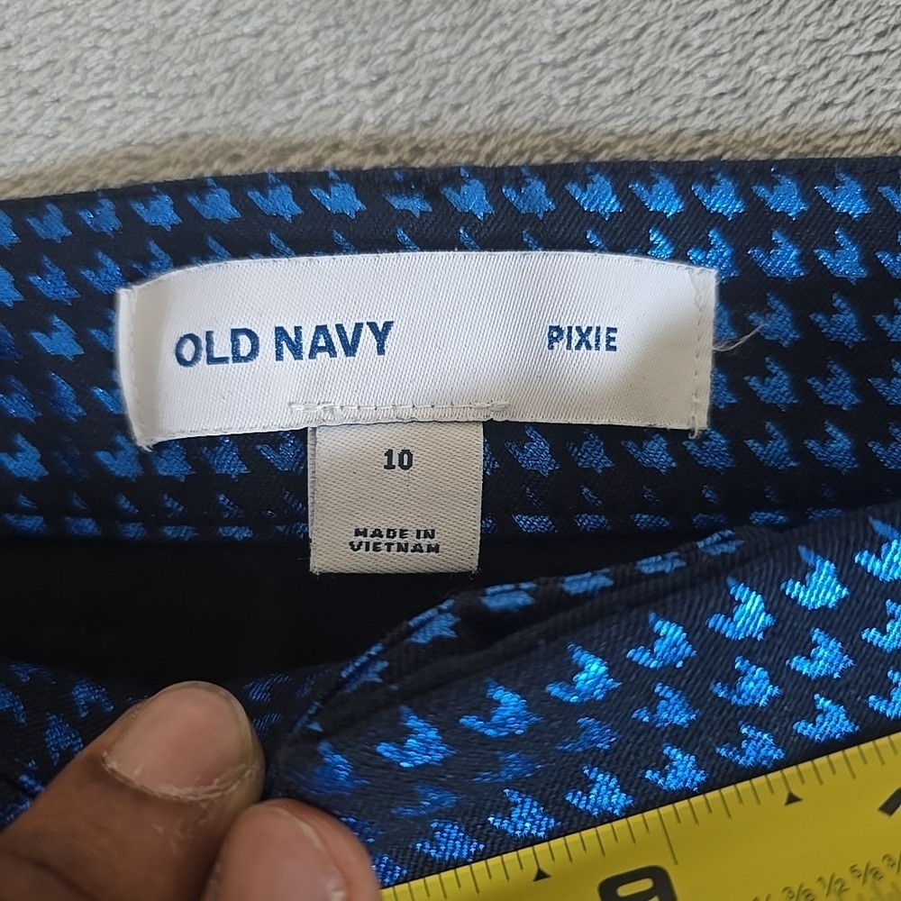 Old Navy Pants Womens 10 Blue ‎ Houndstooth Pixie Mid-Rise Skinny Crop Chino - Picture 2 of 6